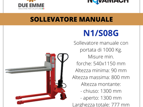 SOLLEVATORE MANUALE N1/S08G - MANUAL LIFTER N1/S08G